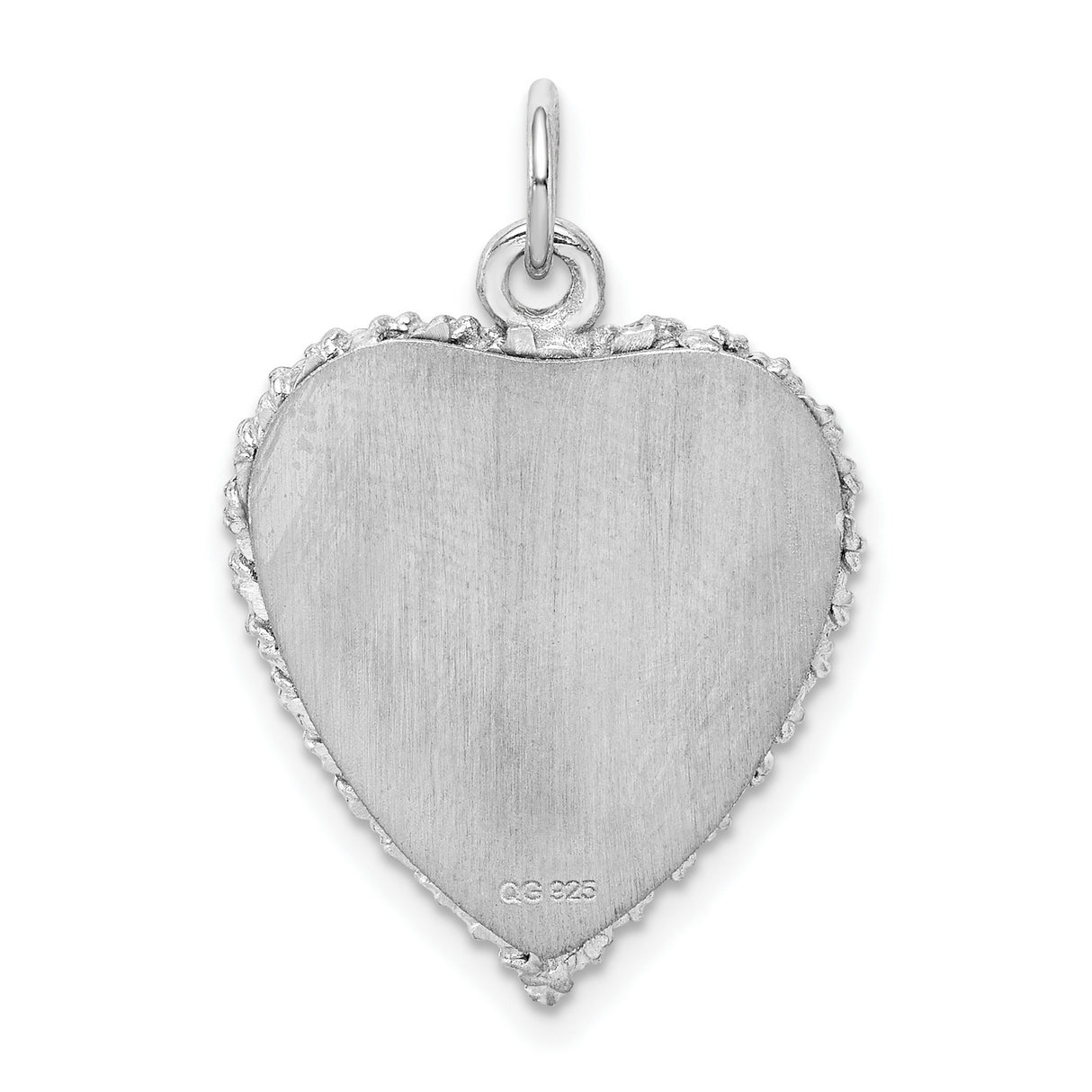 Sterling Silver Heart Pendant with Happy Anniversary Engraving and Etched Border