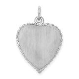 Sterling Silver Heart Pendant with Happy Anniversary Engraving and Etched Border