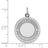 Sterling Silver Happy Anniversary Pendant with Geometric Border and Romantic Theme