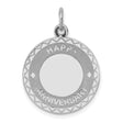 Sterling Silver Happy Anniversary Pendant with Geometric Border and Romantic Theme