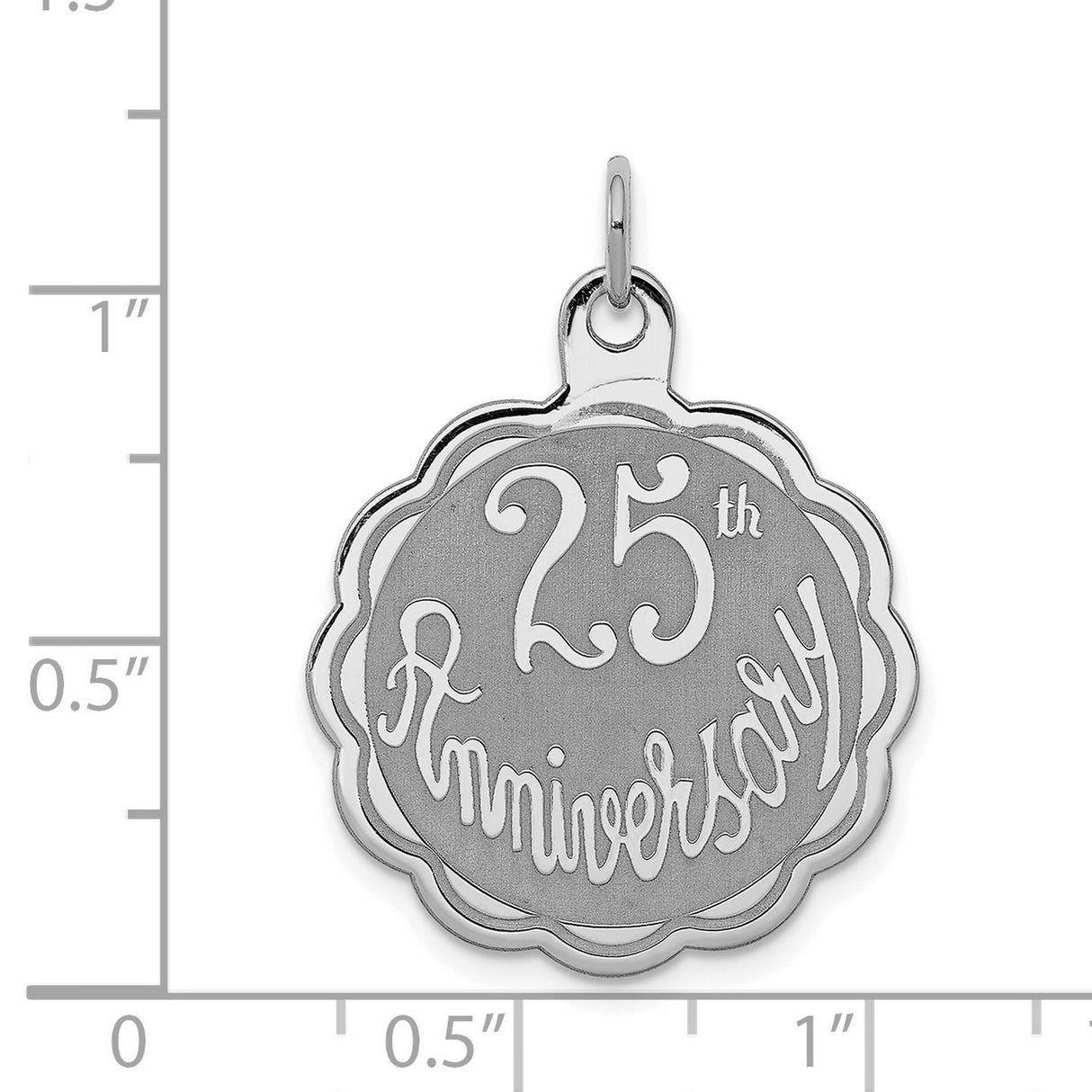 Sterling Silver 25th Wedding Anniversary Pendant, Script Disc Charm, Milestone Love
