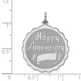 Sterling Silver Happy Anniversary Pendant with Scalloped Edge, Romantic Keepsake Charm