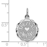 Sterling Silver Pendant with Heart Disc Charm, Mom Love Keepsake Jewelry for Women