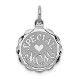 Sterling Silver Pendant with Heart Disc Charm, Mom Love Keepsake Jewelry for Women