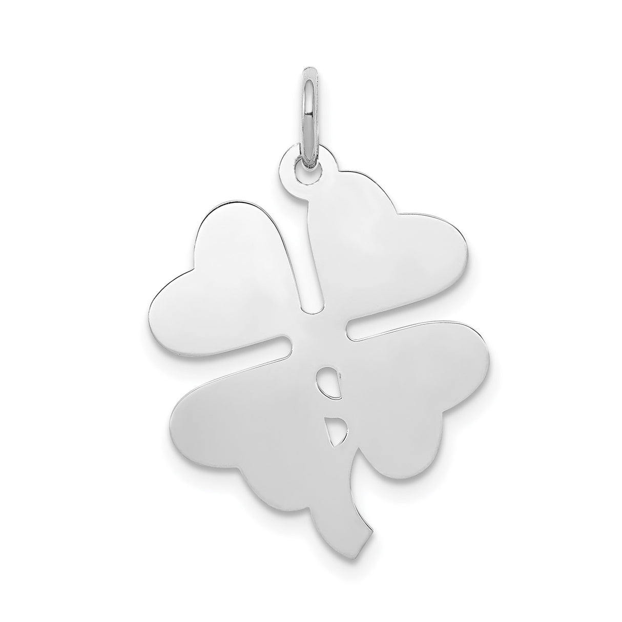 Sterling Silver Four Leaf Clover Pendant with Heart Shaped Leaves, Irish Lucky Charm