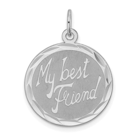 My Best Friend Disc Charm Pendant in Real 925 Sterling Silver