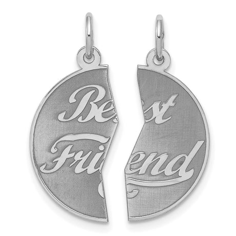 2-piece Best Friend Disc Charm Pendant in Real 925 Sterling Silver