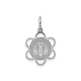 My Confirmation Words and Dove Flower Border Disc Charm Pendant in Real 925 Sterling Silver