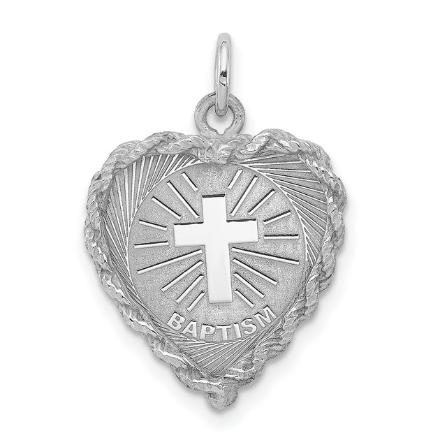 Baptism Disc Charm Pendant in Real 925 Sterling Silver