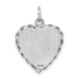 My Confirmation Words and Dove Heart Charm Pendant in Real 925 Sterling Silver