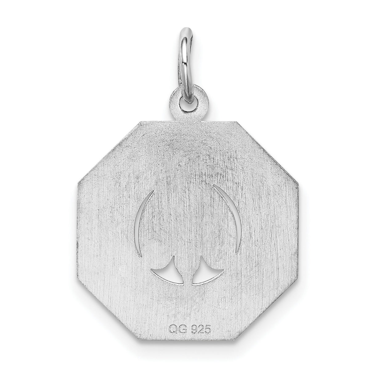 My Confirmation Words and Dove Octagon Charm Pendant in Real 925 Sterling Silver