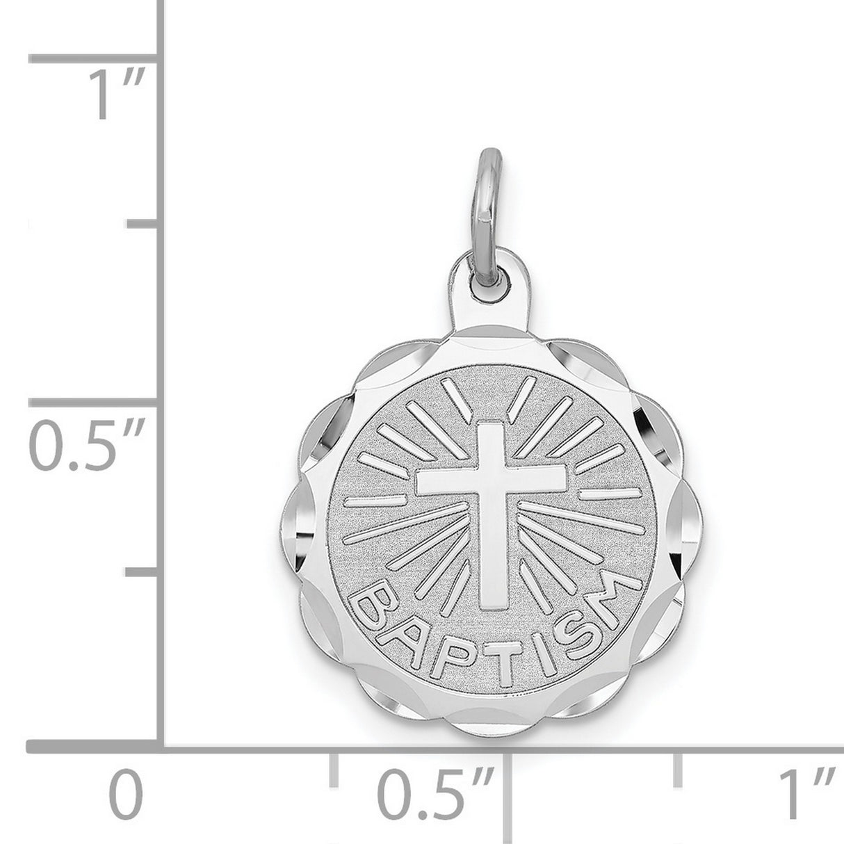 Baptism Disc Charm Pendant in Real 925 Sterling Silver