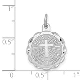 Baptism Disc Charm Pendant in Real 925 Sterling Silver