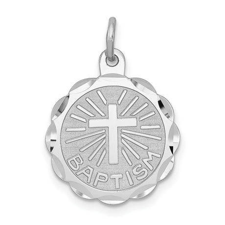 Baptism Disc Charm Pendant in Real 925 Sterling Silver