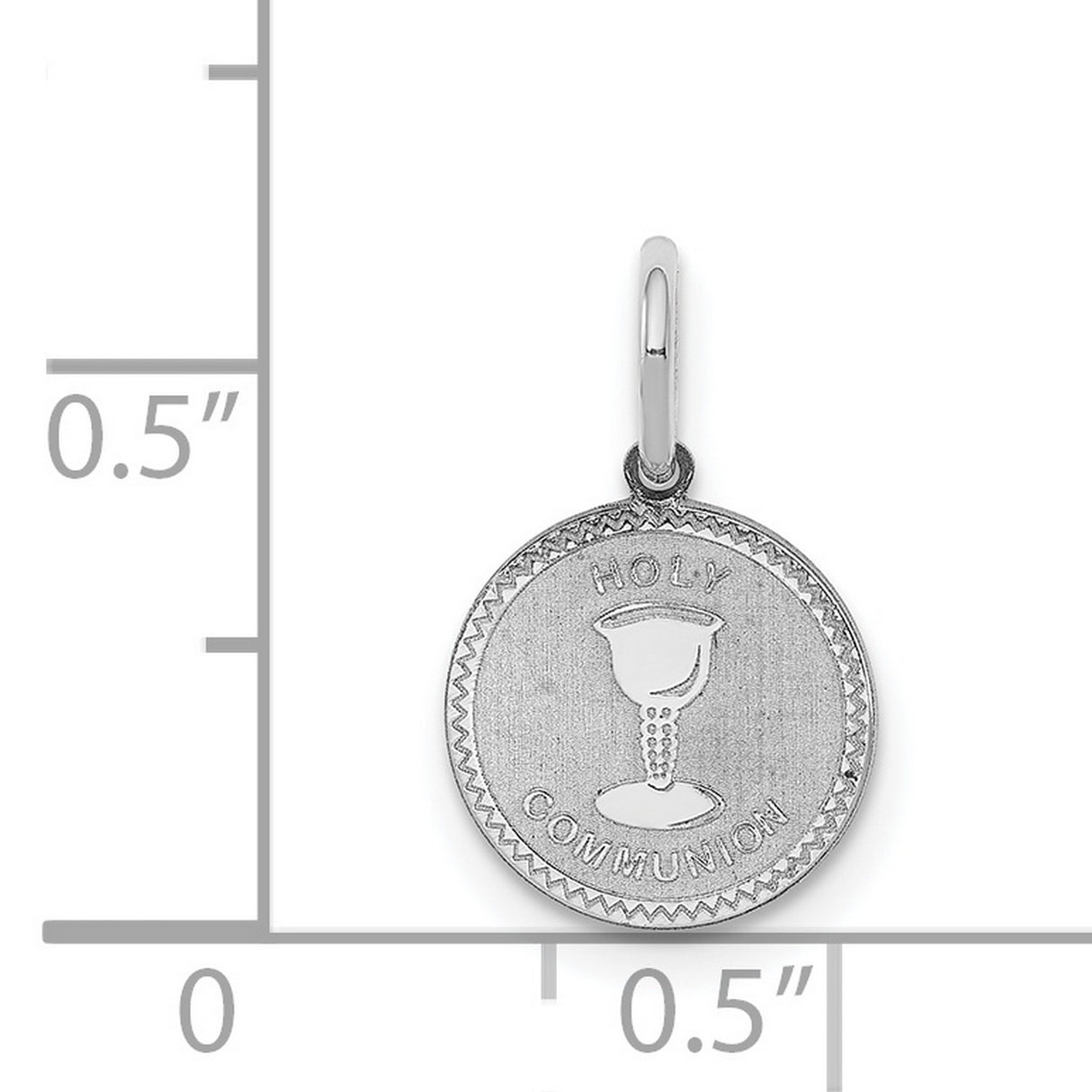 Holy Communion Words And Cup Round Charm Pendant in Real 925 Sterling Silver