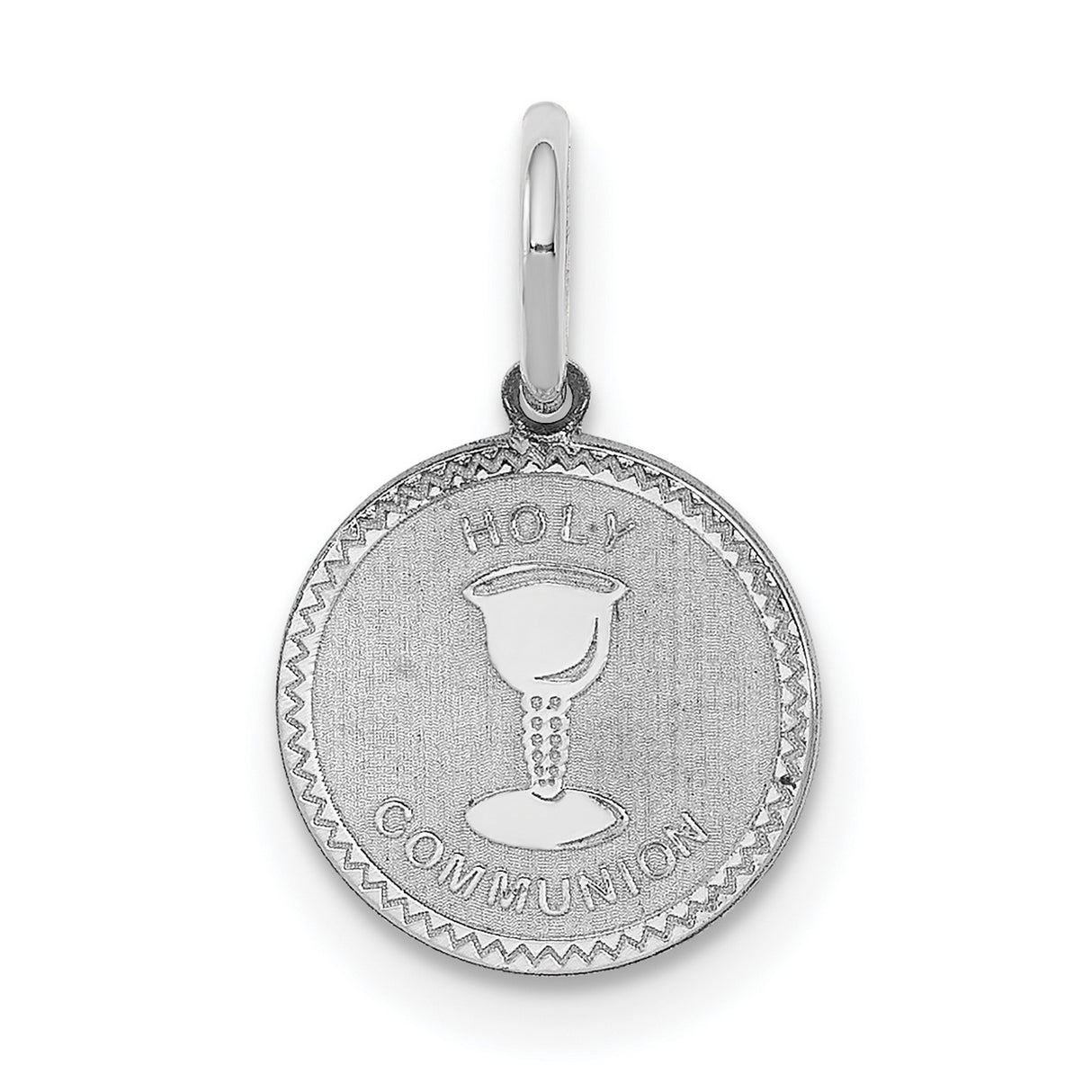 Holy Communion Words And Cup Round Charm Pendant in Real 925 Sterling Silver
