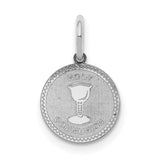 Holy Communion Words And Cup Round Charm Pendant in Real 925 Sterling Silver