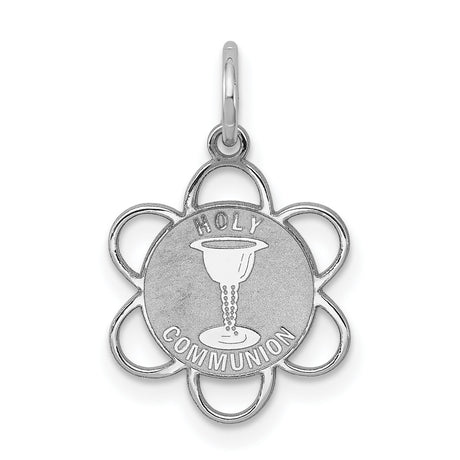 Sterling Silver Communion Pendant with Chalice Symbol, Catholic Religious Medal Charm