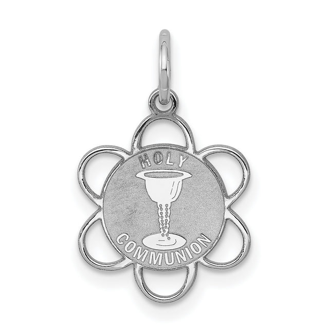 Sterling Silver Communion Pendant with Chalice Symbol, Catholic Religious Medal Charm