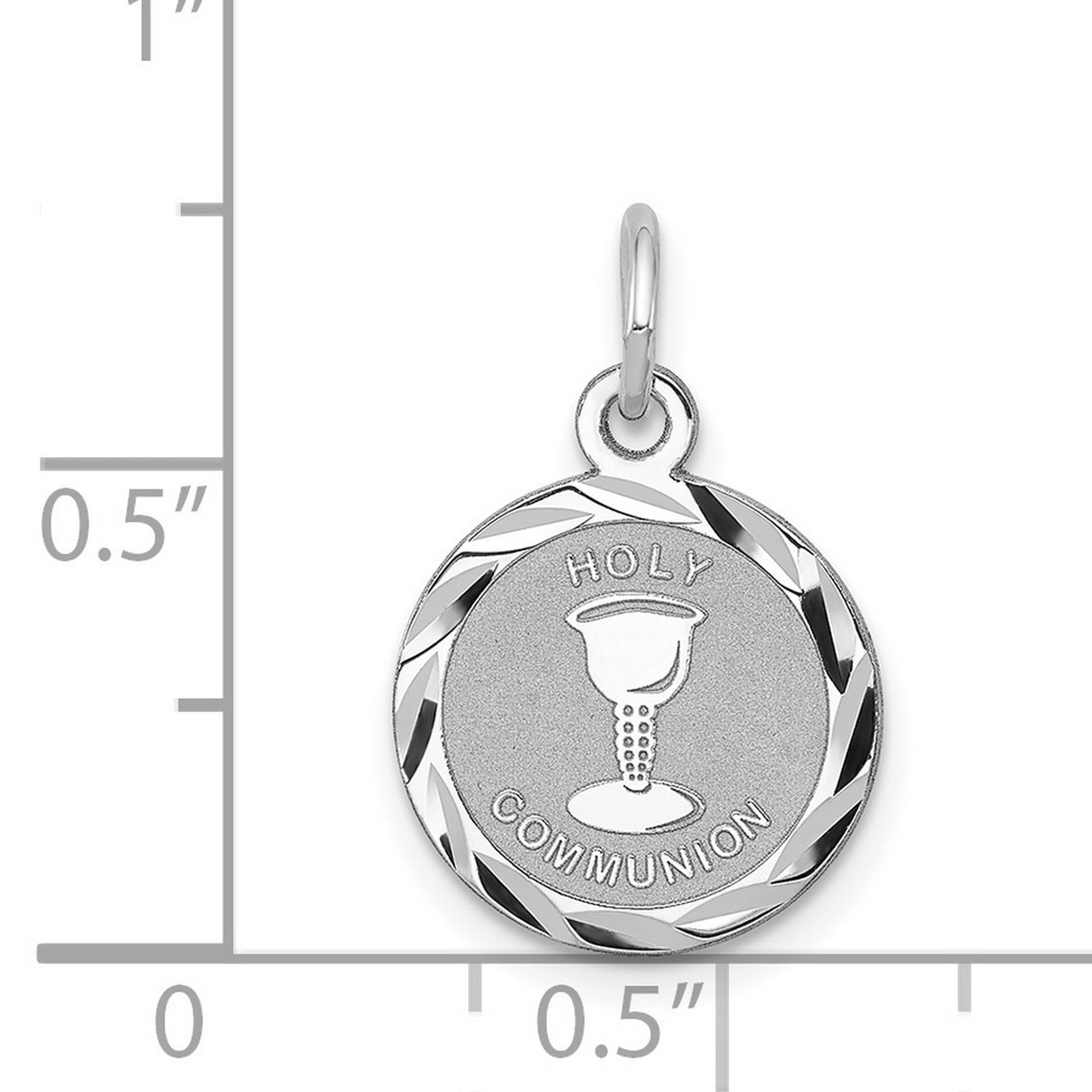 Holy Communion Words And Cup Round Charm Pendant in Real 925 Sterling Silver