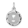 Holy Communion Words And Cup Round Charm Pendant in Real 925 Sterling Silver