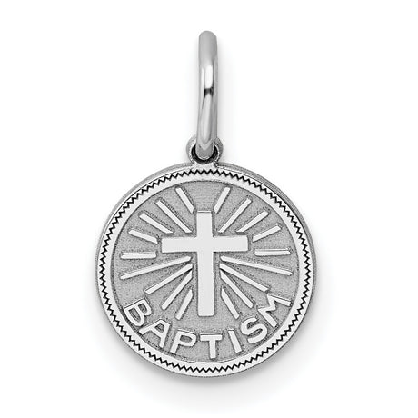 Baptism Disc Charm Pendant in Real 925 Sterling Silver