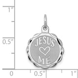 Jesus Loves Me Disc Charm Pendant in Real 925 Sterling Silver