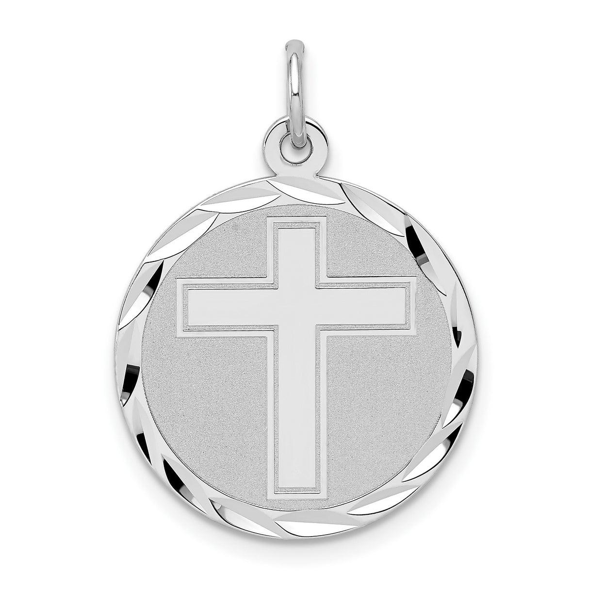 Cross Disc Charm Pendant in Real 925 Sterling Silver