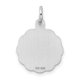 Graduation Day Words with Cap on Round Faceted Charm Pendant in Real 925 Sterling Silver