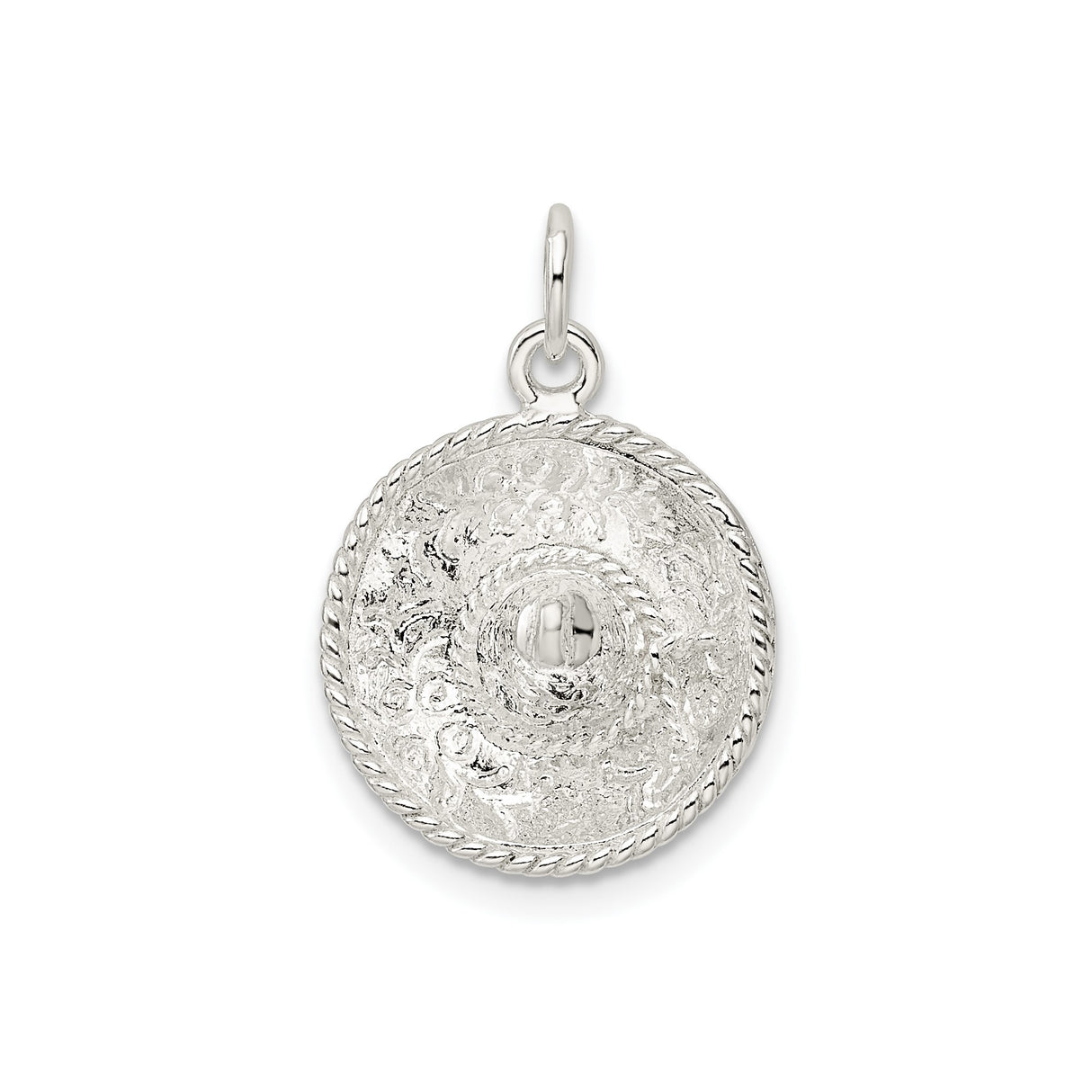 Sterling Silver Viking Pendant with Round Dome Shield and Norse Warrior Design