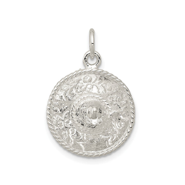 Sterling Silver Viking Pendant with Round Dome Shield and Norse Warrior Design