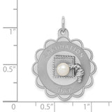 Graduation Day Words with Pearl Tassel on Flower Shaped Charm Pendant in Real 925 Sterling Silver