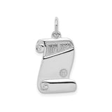 Sterling Silver Diploma Scroll Pendant, Graduation Keepsake Charm for Students or Educators