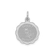 Sterling Silver Sweet Sixteen Pendant with Rose Design and Scalloped Border Charm