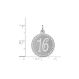 Sterling Silver Sweet Sixteen Round Pendant with Geometric Border Charm for Teen Girl