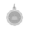 Sterling Silver Birthday Pendant with Cake and Candle, Scalloped Edge Charm
