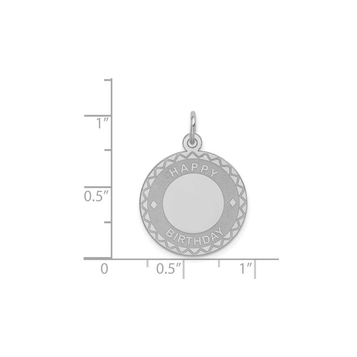Sterling Silver Pendant with Happy Birthday Engraving and Geometric Border Design
