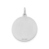 Sterling Silver Round Pendant with Happy Birthday Engraving, Diamond Accent, Unisex Charm