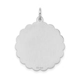 Sterling Silver Birthday Pendant with Floral Engraving and Scalloped Edge Design