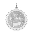 Sterling Silver Birthday Pendant with Floral Engraving and Scalloped Edge Design