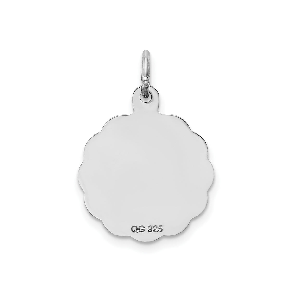 Sterling Silver Pendant, Its a Girl with Stork Design and Scalloped Edge