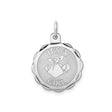 Sterling Silver Pendant, Its a Girl with Stork Design and Scalloped Edge