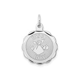 Sterling Silver Scalloped Pendant with Stork and Baby, Its a Boy, Maternity Jewelry Charm