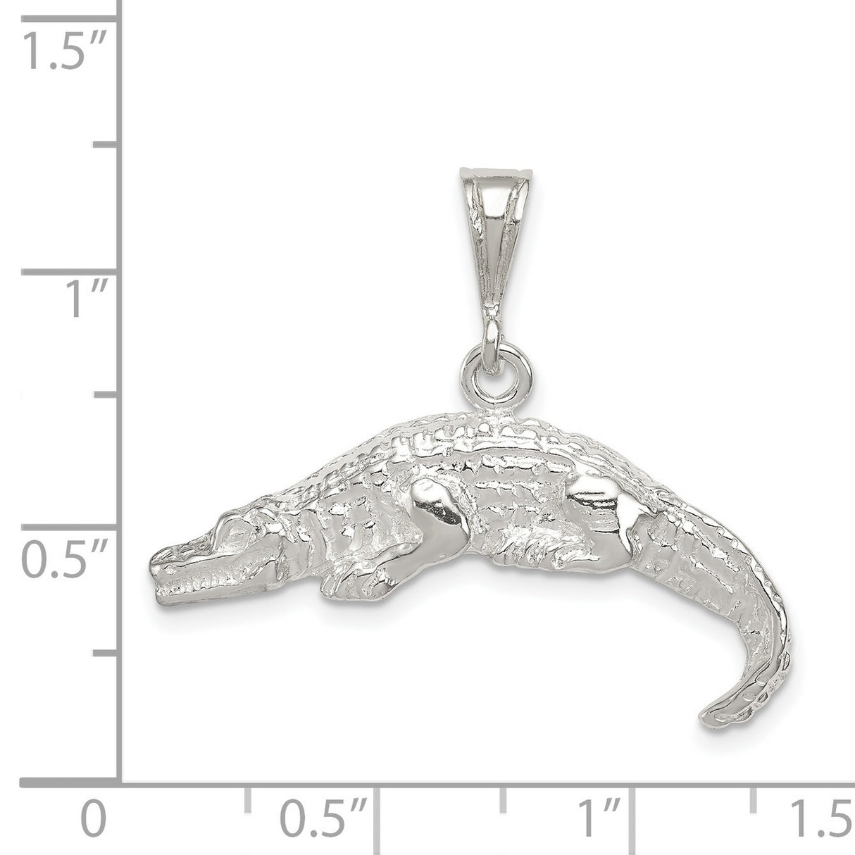 Sterling Silver Alligator Pendant, Detailed Reptile Design, Animal Totem Jewelry for Men and Women