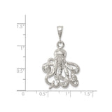 Sterling Silver Octopus Pendant with Tentacle Design, Nautical Marine Animal Charm