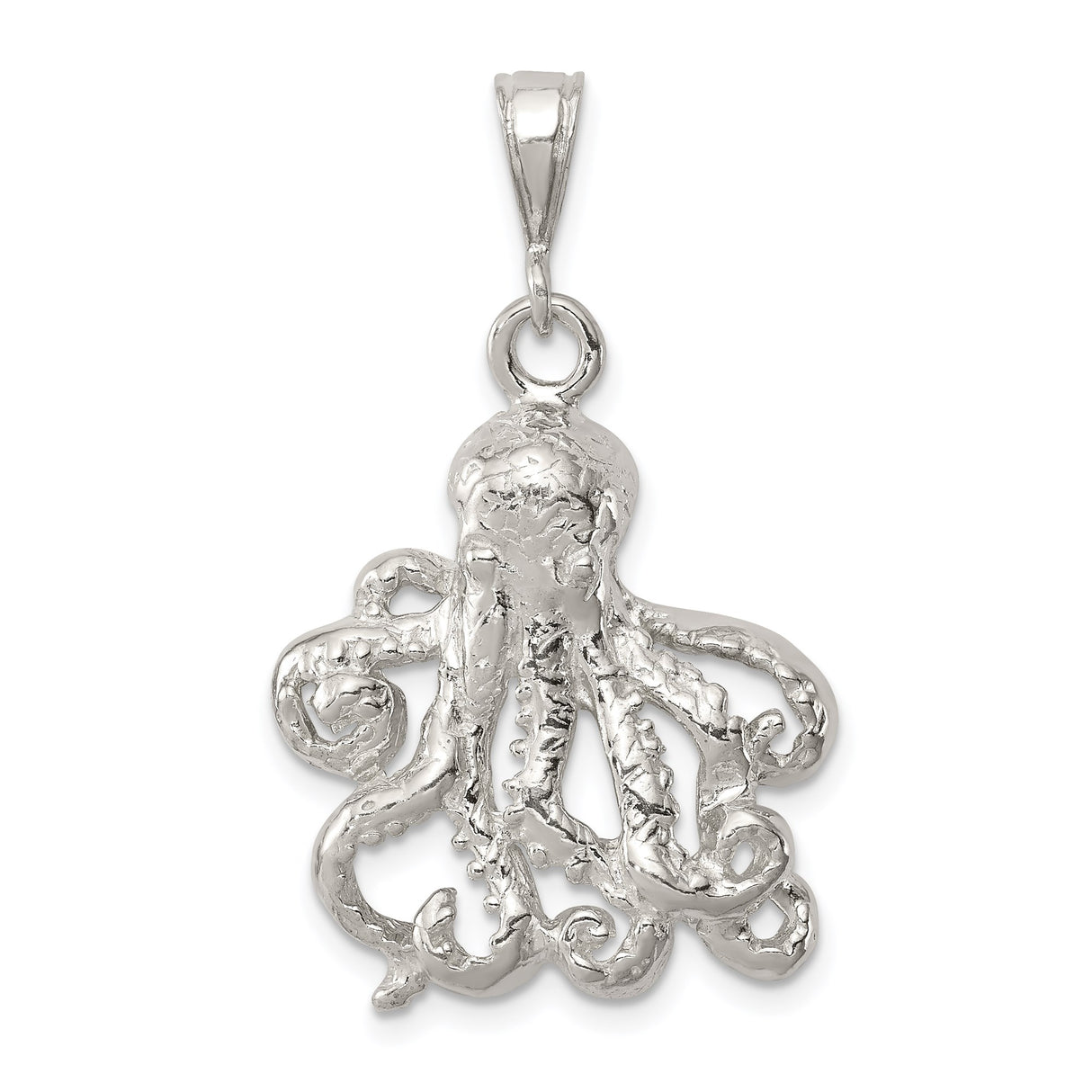 Sterling Silver Octopus Pendant with Tentacle Design, Nautical Marine Animal Charm