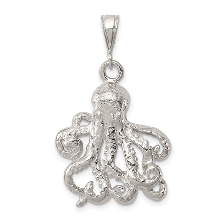 Sterling Silver Octopus Pendant with Tentacle Design, Nautical Marine Animal Charm