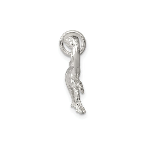Sterling Silver Dinosaur Pendant with Realistic Sauropod Design, Polished Finish, Unisex Jewelry