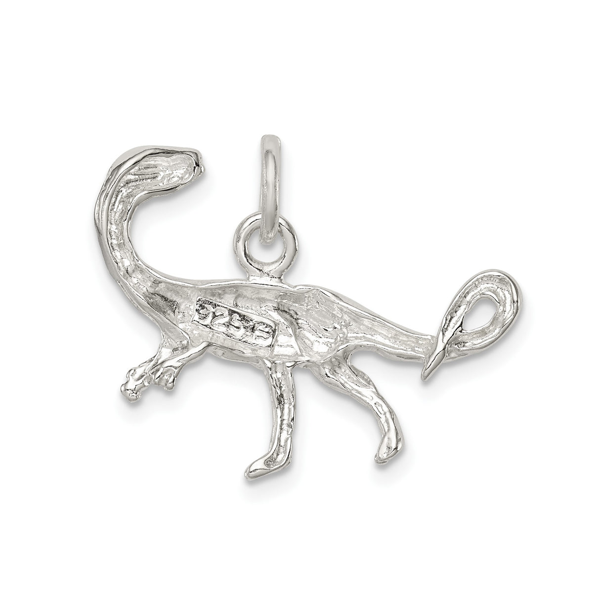 Sterling Silver Dinosaur Pendant with Realistic Sauropod Design, Polished Finish, Unisex Jewelry