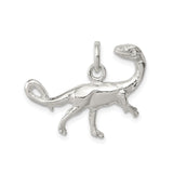 Sterling Silver Dinosaur Pendant with Realistic Sauropod Design, Polished Finish, Unisex Jewelry